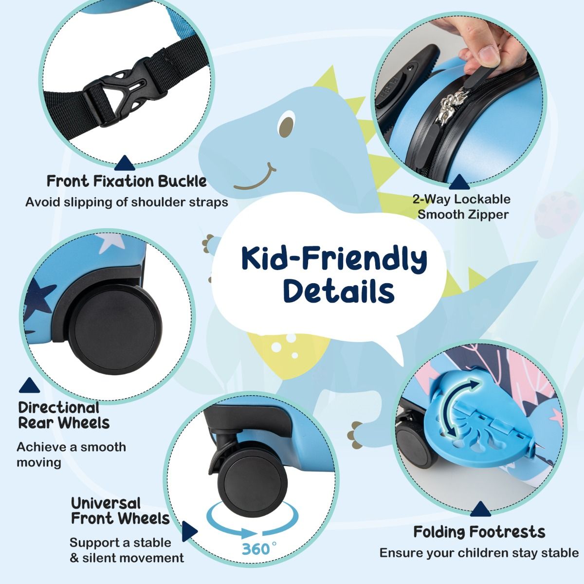 2 Pieces Kid Luggage Set with Spinner Wheels