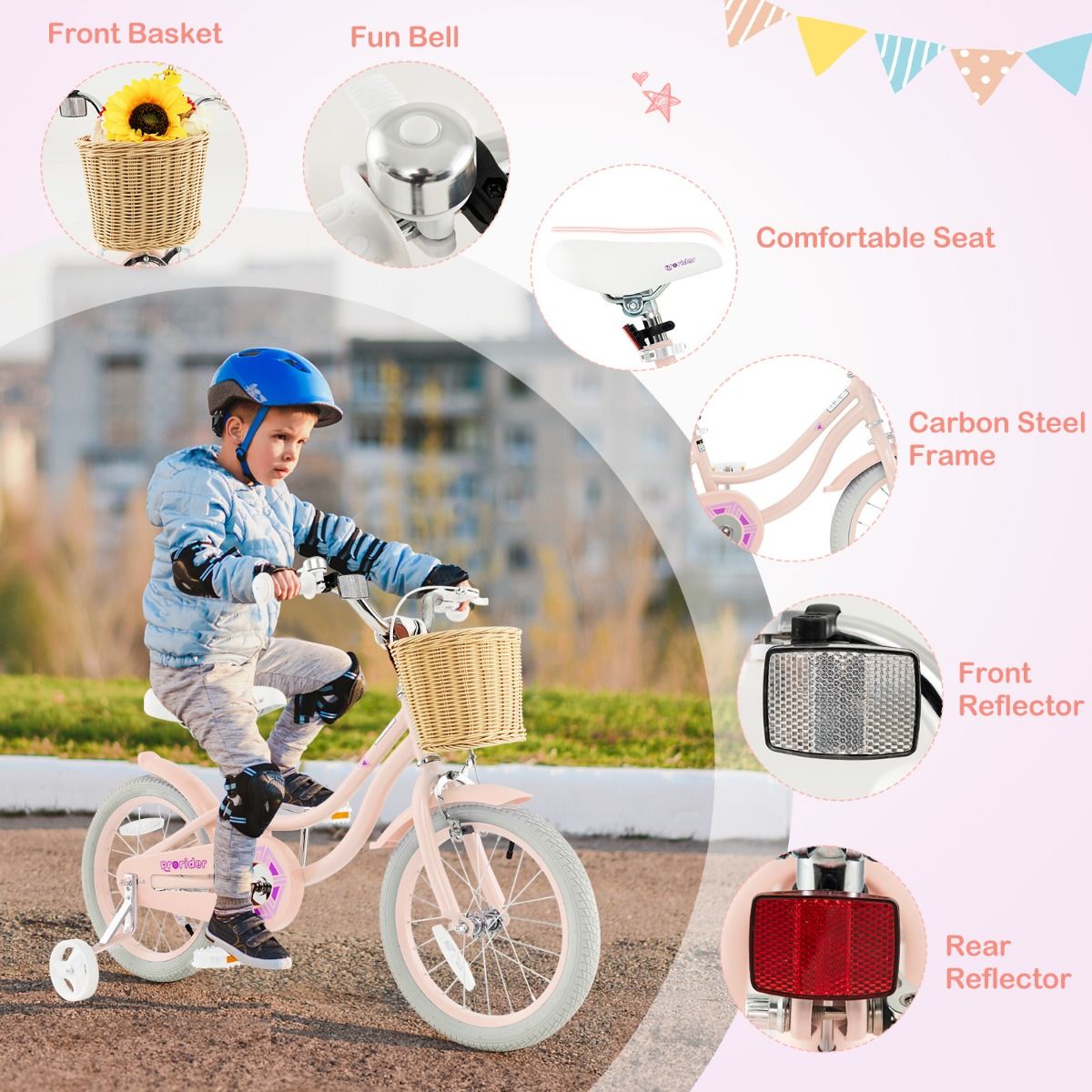 Kids Bike with Training Wheels and Adjustable Handlebar