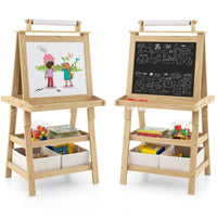 Kids Art Easel, 3 in 1 Double-Sided Standing Easel for Toddlers w/Chalkboard