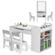 Kids Art Table and 2 Chairs Set with Paper Roll and Storage Shelves