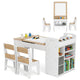 Kids Art Table and 2 Chairs Set with Paper Roll and Storage Shelves