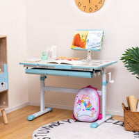 Height-Adjustable Kids Desk with Tilt Desktop and Book Stand for Writing Drawing Reading