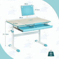 Height-Adjustable Kids Desk with Tilt Desktop and Book Stand for Writing Drawing Reading