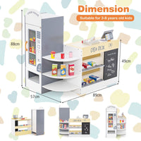 Kids Grocery Store Playset with Cash Register for 3-8 Years Old