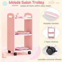 Kids Hair Salon Play Set with LED Lighted Mirror Swivel Barber