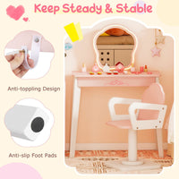 Kids Hair Salon Play Set with LED Lighted Mirror Swivel Barber