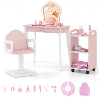 Kids Hair Salon Play Set with LED Lighted Mirror Swivel Barber