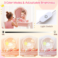 Kids Hair Salon Play Set with LED Lighted Mirror Swivel Barber