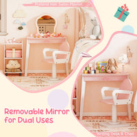 Kids Hair Salon Play Set with LED Lighted Mirror Swivel Barber