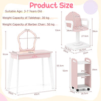 Kids Hair Salon Play Set with LED Lighted Mirror Swivel Barber