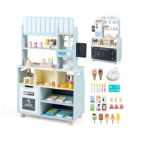 Kids Ice Cream Shop Wooden Grocery Store with 27 Accessories Gift for Boys and Girls Aged 3+