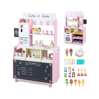 Kids Ice Cream Shop Wooden Grocery Store with 27 Accessories Gift for Boys and Girls Aged 3+