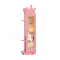 Kids Jewelry Cabinet 360-degree Rotating with Mirror and Clothes Rack