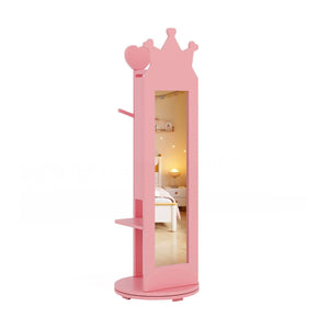 Kids Jewelry Cabinet 360-degree Rotating with Mirror and Clothes Rack