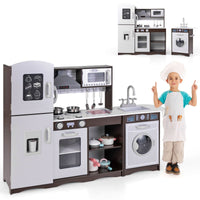 Kids Kitchen Playset Corner Toy Wooden Kitchen Set