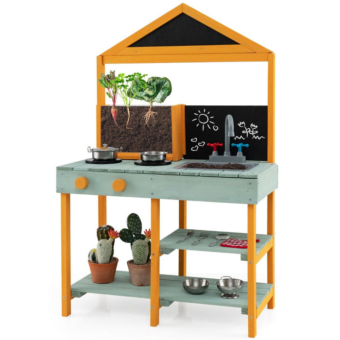Kids Kitchen Playset with Root Viewer Planter and Rotatable Faucet