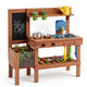 Kids Mud Kitchen Solid Wood with Planter Box Sink Stoves and Chalkboard