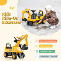 Kids Rid-On Digger Functional Excavator Toy with Rotatable Digging Bucket