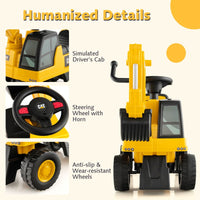 Kids Rid-On Digger Functional Excavator Toy with Rotatable Digging Bucket