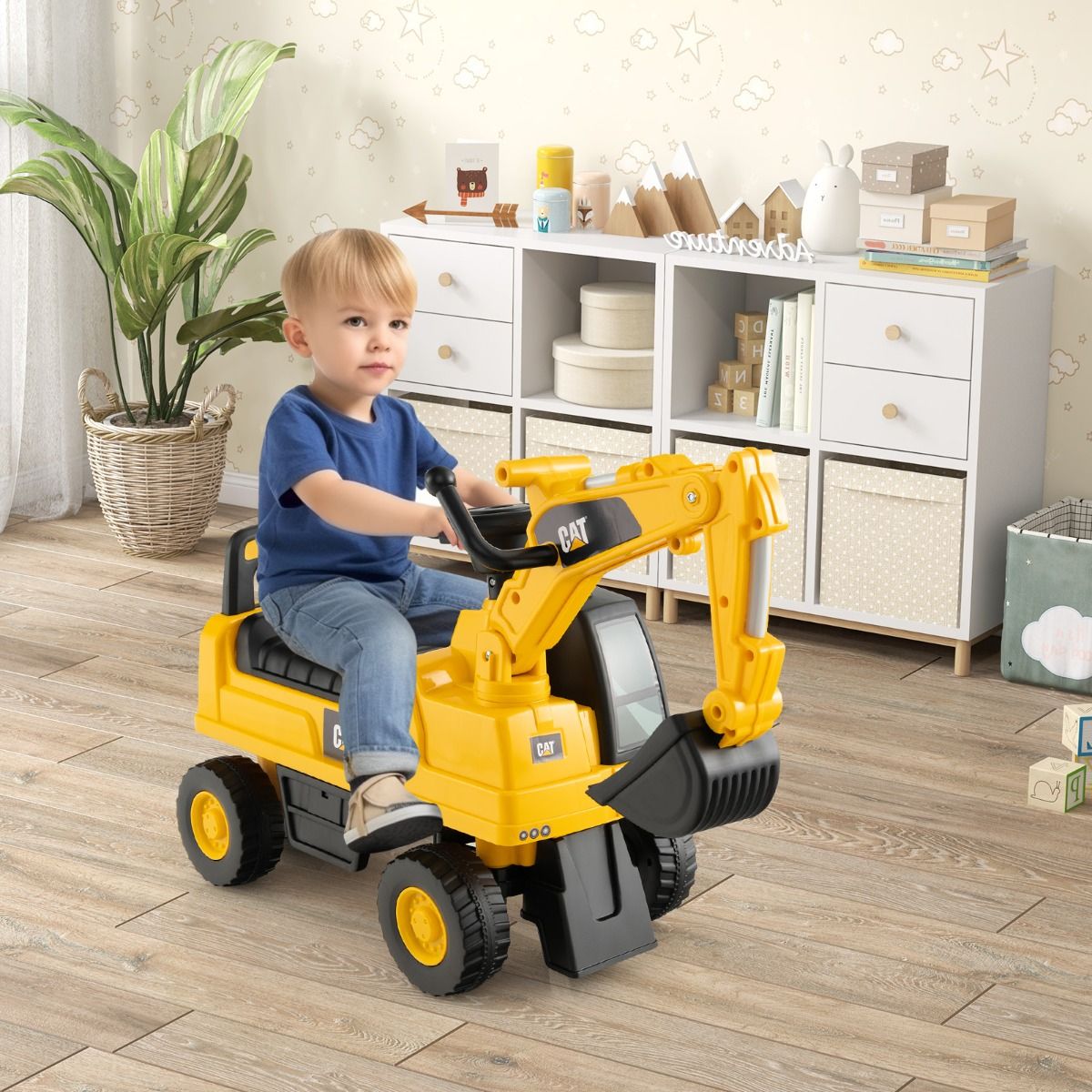 Kids Rid-On Digger Functional Excavator Toy with Rotatable Digging Bucket