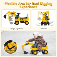 Kids Rid-On Digger Functional Excavator Toy with Rotatable Digging Bucket