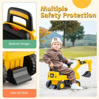 Kids Rid-On Digger Functional Excavator Toy with Rotatable Digging Bucket