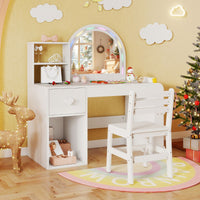 Kids Vanity Desk with Lights Princess Makeup Table with Lighted Mirror