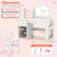 Kids Vanity Desk with Lights Princess Makeup Table with Lighted Mirror