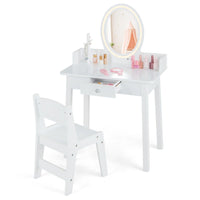 Wooden Kids Vanity Set w/Lighted Mirror