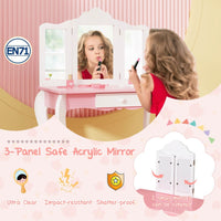 Kids Vanity Set with Tri-folding Acrylic Mirror TOP 20 Bonus Trinkets Set