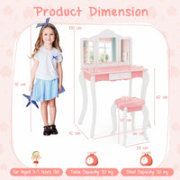 Kids Vanity Set with Tri-folding Acrylic Mirror TOP 20 Bonus Trinkets Set