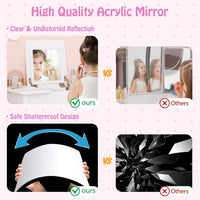 Kids Vanity Set with Flip Top Mirror, 2 in 1 Vanity Table & Chair Set w/Shatterproof Acrylic Mirror