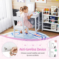 Kids Vanity Set with Flip Top Mirror, 2 in 1 Vanity Table & Chair Set w/Shatterproof Acrylic Mirror