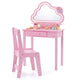 Kids Vanity Set with Lighted Cloud Mirror and Stool for Girls