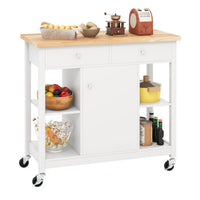 Giantex Kitchen Island on Wheels, Rolling Cart with Open Shelves, Storage Drawers & Cabinet