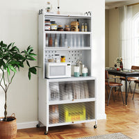 6-Tier Kitchen Pantry Cabinet with Hutch and Flip Doors