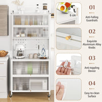 6-Tier Kitchen Pantry Cabinet with Hutch and Flip Doors