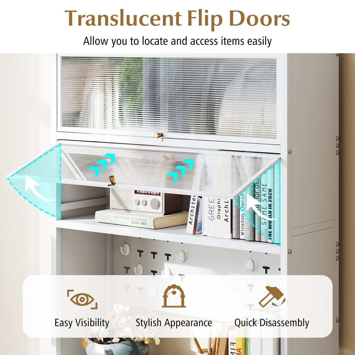 6-Tier Kitchen Pantry Cabinet with Hutch and Flip Doors