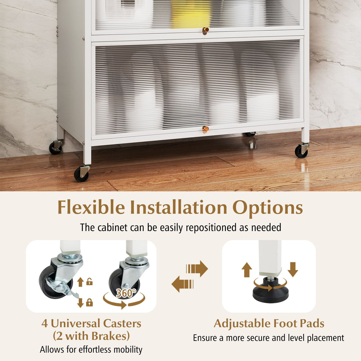 6-Tier Kitchen Pantry Cabinet with Hutch and Flip Doors