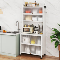 6-Tier Kitchen Pantry Cabinet with Hutch and Flip Doors