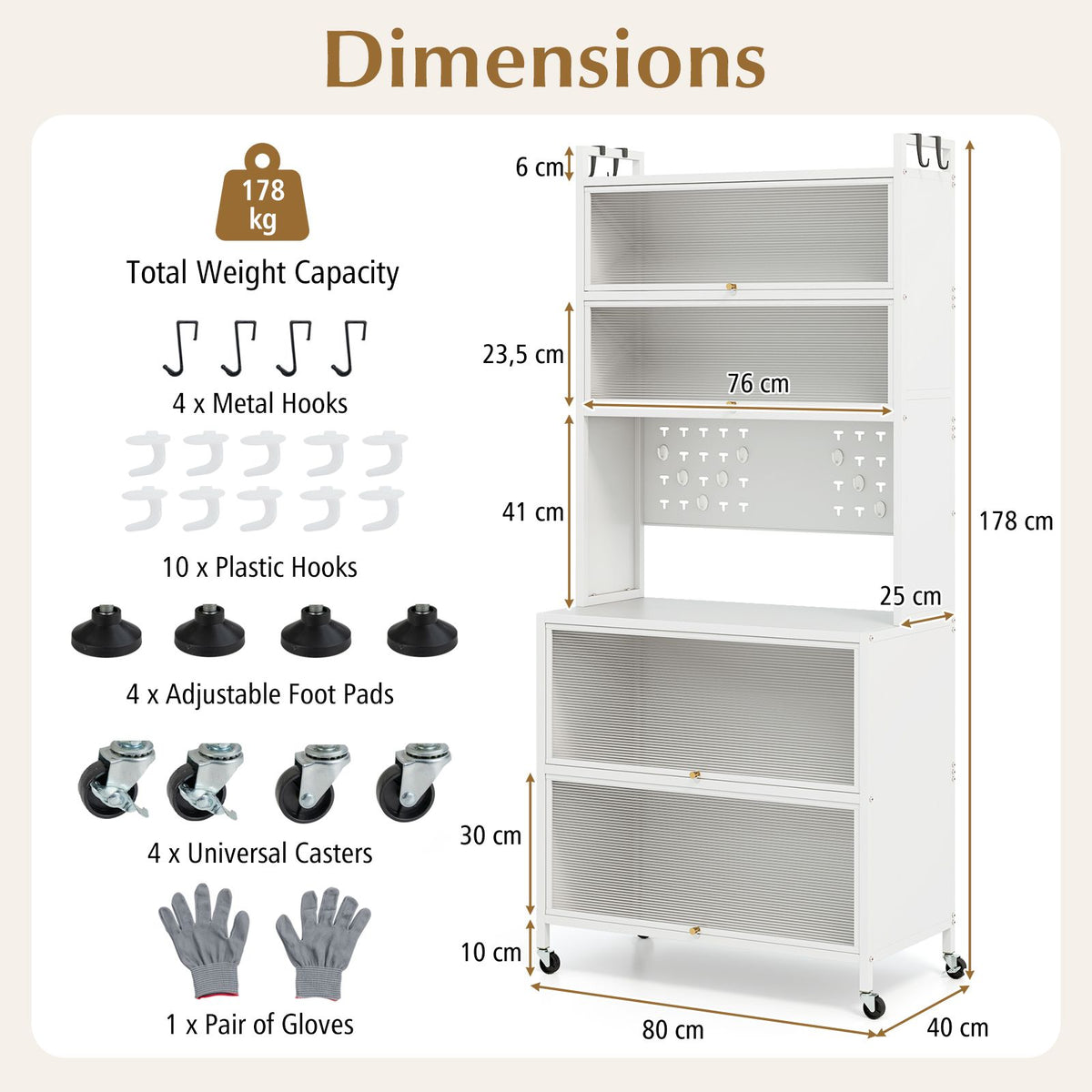 6-Tier Kitchen Pantry Cabinet with Hutch and Flip Doors