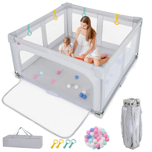 150cm x 150cm Large Baby Playpen with Zipper Gate