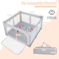 127cm x 127cm Large Baby Playpen with Zipper Gate