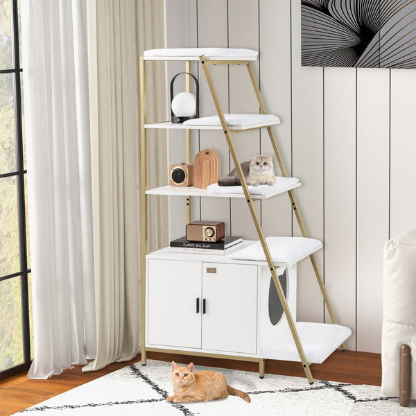 Large Cat Litter Box Enclosure with Storage 2-in-1 Hidden Cat Washroom