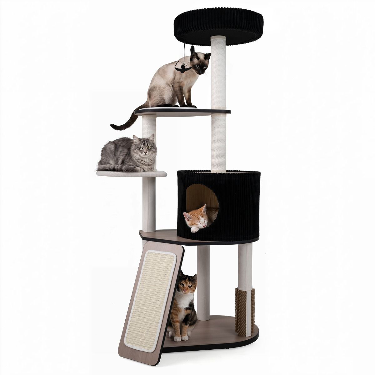 Large Cat Tree Tower with Condo Scratching Posts and Ramp for Cats
