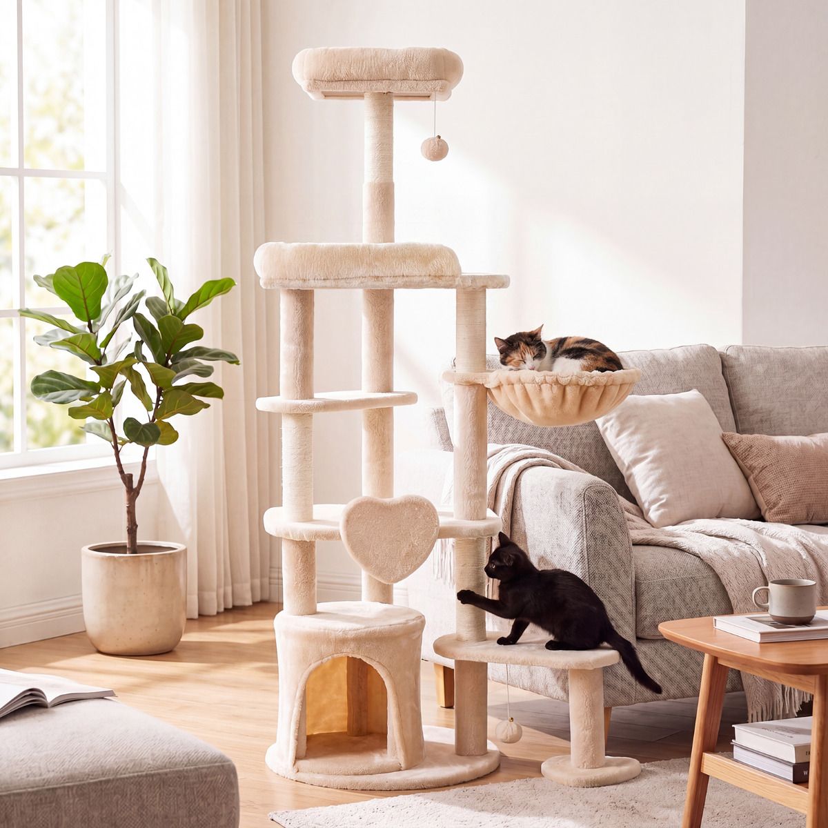 Large Multi-Level Cat Tree Cat Tower with Scratching Posts