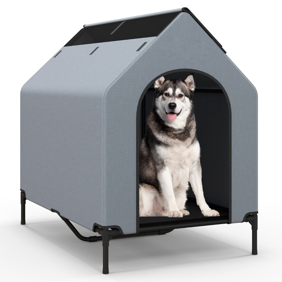 91cm/110cm/132cm Large Pet House with Ventilated Windows and Removable Cover