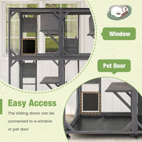182 CM Tall Outdoor Catio Kitten Enclosure with Weatherproof Asphalt Roof