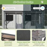 182 CM Tall Outdoor Catio Kitten Enclosure with Weatherproof Asphalt Roof