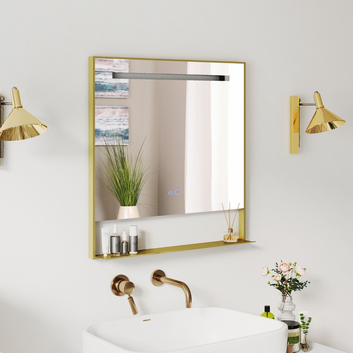 LED Bathroom Mirror with Anti-Fog Function and Adjustable Brightness